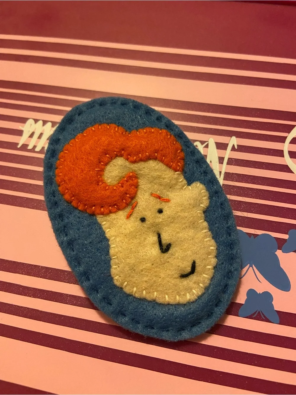 CoNaN redhead handmade felt stitched brooch one-of-a-kind ART